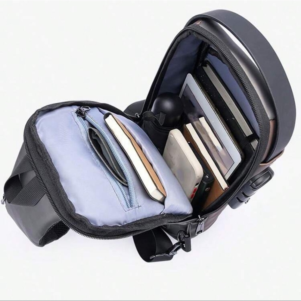 Anti-Theft Password Lock Men Chest Bag Street Style Motorcycle Bag - Picture 2 of 3